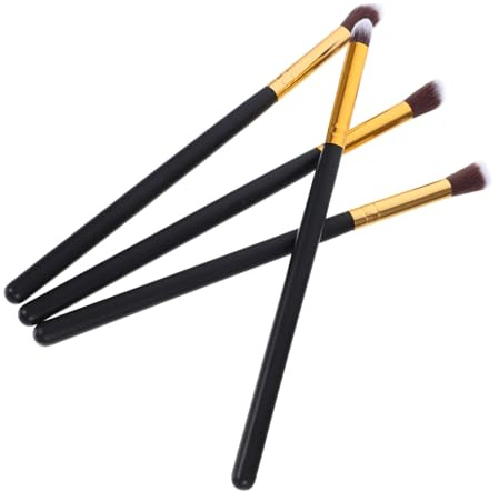 DONFAMDS 4 pièces Set de Pinceaux Maquillage Yeux Noir et Or Brosses Fard à Paupières Souples Poils de Cheval Kit Cosmétique Portable pour et Application Précise