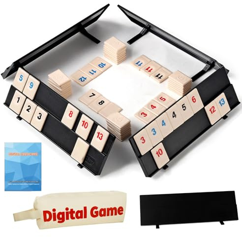 Klassisches Mini-Rommé-Spielset,Rummy Cup Brettspiel Mit 4 Exklusiven,Zusammenklappbaren Spielständern In Einer Äußerst Robusten Reisetasche,Brettspiele für Erwachsene & Kinder ab 7 Jahren für Reisen