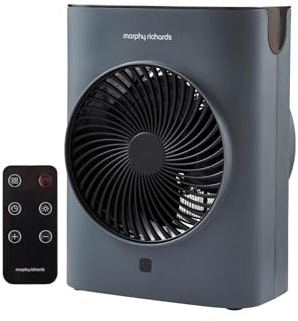 Morphy Richards HeatFlux 2kw Upright Fan Heater, Remote Control, 20m2, Anti-Freeze, Adjustable Thermostat, Timer, Touch LED Display, Low Noise, Auto Switch Off, Overheat Protection, Grey, 825201