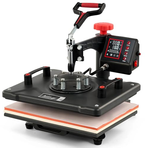 CREWORKS Transferpresse 8 IN 1 Hitzepresse 38X30CM Heißpresse 360 Grad Heat Press Machine Tassenpresse Textilpresse Mulitifunktional Sublimation Wärmepresse Maschine für T-Shirts Becher