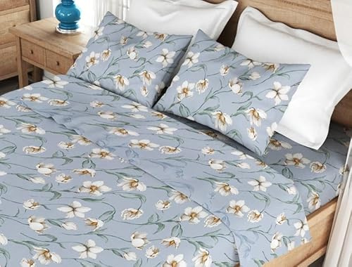 L'Emporio Casa Set Lenzuola Flanella Letto Matrimoniale 100% Caldo Cotone sopra 240x290 + sotto Angoli 160 a180x195 a 200 + 2 Federe 50x80 (Variante 13)
