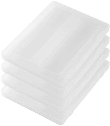 Joygoodta Förvaringslåda i plast, 4 st genomskinlig arkivlåda i plast A4 dokument, bärbar projektfodral, pappersförvaringsbehållare för tidskrift, klippbok, kontorsmaterial skolmaterial