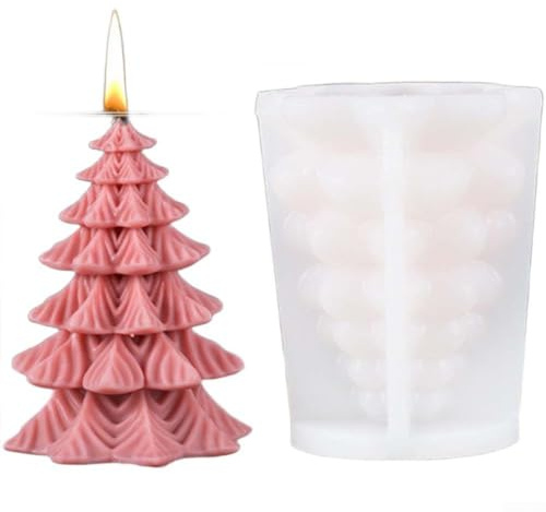 Wiederverwendbare 3D-Silikon-Kerzenformen zum Basteln von individuellen Wachskerzen und dekorativen Feiertags-Ornamenten, für kreative Kerzenherstellung und multifunktionale Verwendung (Weihnachtsbaum