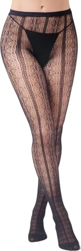 WULIQIUQIU Patterned Tights for Women Lace Fishnet Pantyhose Stockings Black 1016