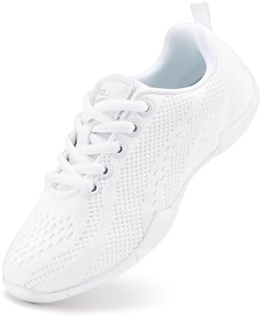 Stelle Cheer Shoes Girls Women White Cheerleading Shoes Breathable Youth Dance Sneakers for Competition Training Tennis(White-Women,7MW)