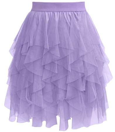 Sopesil Gonna Tulle Donna Corta Tutu Adulto Gonna Asimmetrico a Linea A Vita Elastica tutù in Tulle Adatta per Carnevale Feste e Party Taglie S-3XL