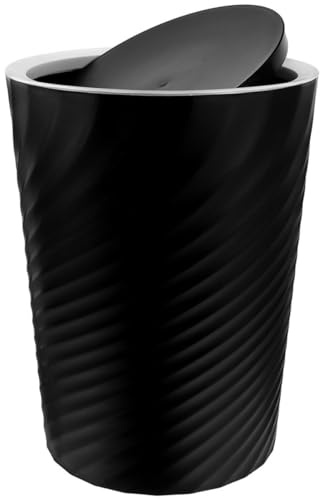 BESTYASH Cubo de Basura con Tapa Abatible 12l Grande Color Negro, Plástico Resistente para Baño, Cocina y Oficina, Bote de Basura Conveniente y Plegable para Hogar