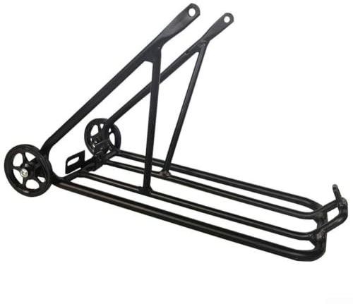 Klappbarer Fahrradgepäckträger, Aluminiumlegierung, mit einfachen Rädern, für Bromptons 16 Zoll, 16 x 1-3/8 Reifen kompatibel, Schwarz (A)