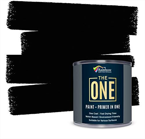 THE ONE All-In-One Paint & Primer - Black Matte, 250 ml | Multi-Surface 1 Coat Formula | Easy Indoor & Outdoor Decorating for Home & Garden Walls, Floors & Furniture | Durable, Water-Based & Low VOC
