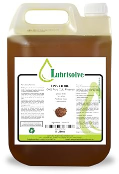 Lubrisolve Huile de Lin 100% Pure, Huile de Lin pressée à Froid 5 litres