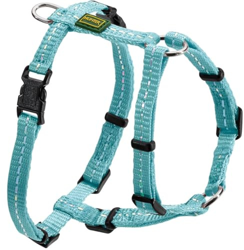 HUNTER TRIPOLI Hundegeschirr, kleine Hunde, Nylon, reflektierend, robust, XS-S, hellblau