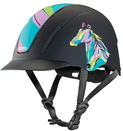 Troxel Spirit Full Coverage Horse Riding Helmet, Low-Profile Adjustable Design, Safety Horseback Riding Gear, Medium (7 - 7-3/8), Pop Art Pony