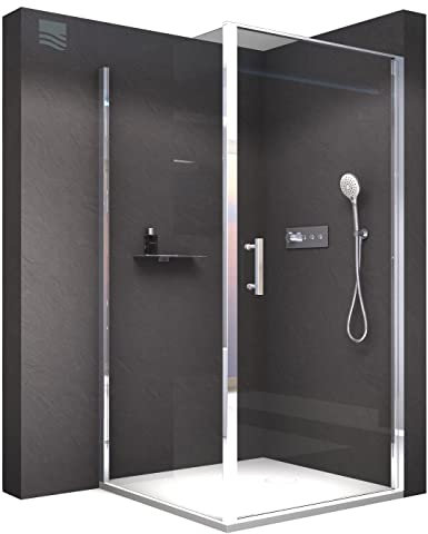 BERNSTEIN Duschkabine 90x90 Dusche mit Pendeltür und Hebe-/Senk Mechanismus Eckdusche 8mm ESG-Sicherheitsglas mit Nano-Beschichtung Eck-Duschkabine mit Türgriff aus Edelstahl