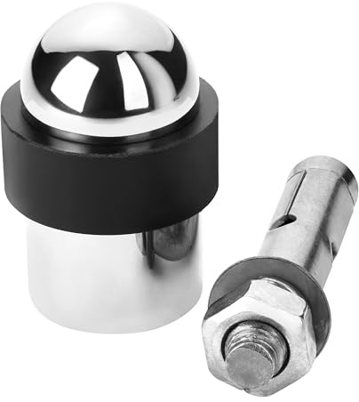 2 x SOTECH Bodentürstopper POLL Ø 35 mm echt Edelstahl poliert massiv | mit Schwerlastdübel für schwere Türen geeignet Türstopper für Bodenmontage