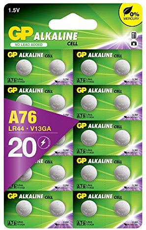 GP Batteries - Pack de 20 Pilas LR44 alcalinas de botón