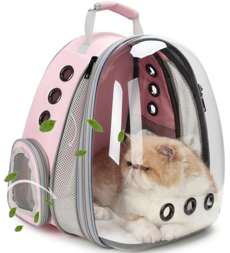 Lollimeow Cat Carrier Backpack, Expandable Bubble Pet Carrier for Cats and Small Dogs, Airline Approved Travel Backpack for Hiking, Walking & Outdoor Adventures - Supports up to 16 lbs