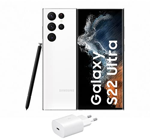 Samsung Galaxy S22 Ultra 5G + caricabatterie – telefono cellulare gratuito, 256 GB, smartphone Android, Phantom White (versione spagnola)