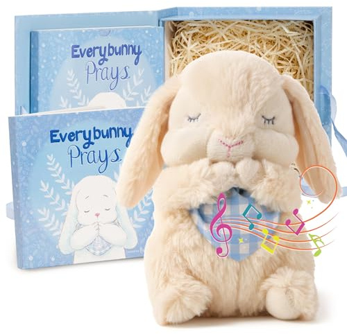 Tickle & Main Everybunny Prays The Praying Musical Bunny, 7 Inches, Ideal Baptism & Easter Gifts for Boys, Babies & Toddlers, Blue