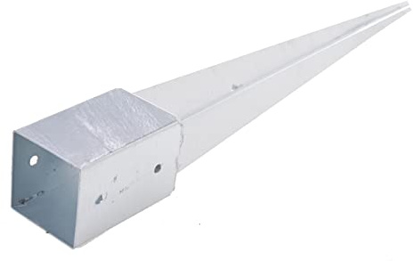 Aqbau Pfostenträger 100x100 mm 750 mm – Einschlaghülse Bodenhülse feuerverzinkt – Pfostenanker Vierkant Stahl für Carport Pergola Gartenhaus Holzbalken 10x10 cm – Einschlagbodenhülse extralang
