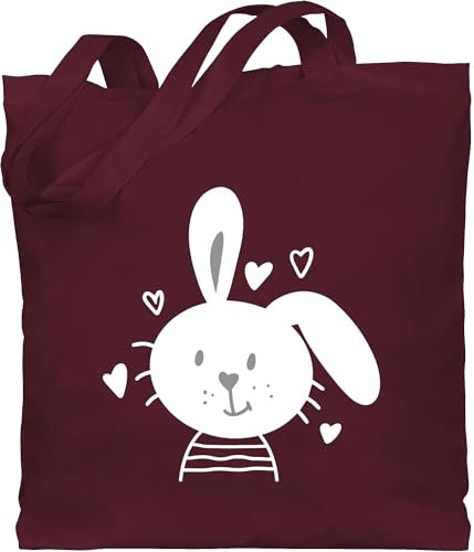 Baumwolltasche - Hase - Taschen - Hasen I Schlappohr I Osterhase - Unisize - Bordeauxrot - hasenbeutel ostern tasche osterhasen bunny jutebeutel osterhasentasche hasentasche hasenmotiv oster