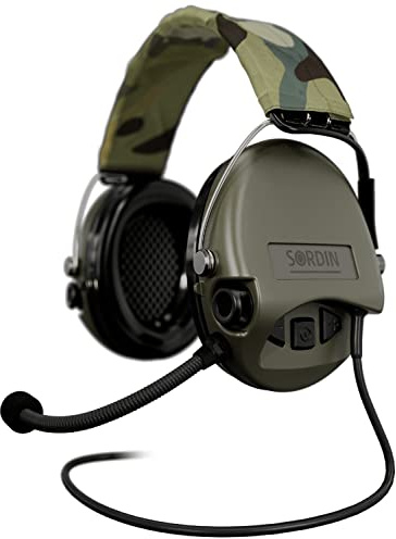Sordin MIL CC Slim Kapsel-Gehörschützer - 75332-06-S - Militär-Gehörschutz mit Funk-Anschluss, Mikrofon & Camoband - Schwarz
