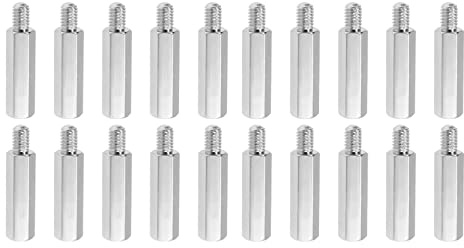 YOKIVE 20Stk M4 Abstandshalter Schrauben Vernickelt Sechskant PCB Abstandshalter Halten Höhe Konsistent Perfekt für Hauptplatine (Silberton 20mm+6mm)