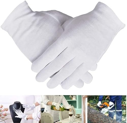 1 Paar weiße Baumwollhandschuhe verdicken Arbeitshandschuhe waschbare Dehnbare Stoffhandschuhe(1Pair M)