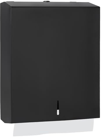 Stardrix Paper Towel Dispenser Wall Mount, Matte Black Stainless Steel Commercial Paper Towel Holder with Lock, Large Capacity 400 C Fold/525 Multifold Towels