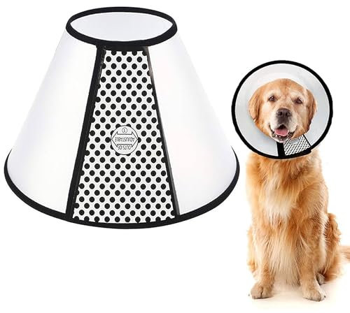 WYFCR Pet Cone Recovery, Großer Hund Einstellbare Elizabeth Recovery Schutzhalsband, Anti-Biss Leck Sicherheit Nackenbezug, für nach der Operation Wundheilung, Trimmen Nägel, (Halsumfang 43-49cm)