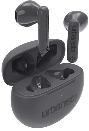 Urbanista In Ear Kopfhörer kabellos Bluetooth 5.3, IPX4 True Wireless Earbuds, 2 Mikrofone, 20 Std Spielzeit, Earphones mit Touch-Bedienung, TWS Headphones mit USB C Ladecase, Austin, Grau
