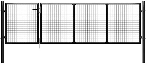 Festnight gartentor Metall Doppeltor Gartentor Doppelflügeltore Metall Gartentür Zauntor Gartenpforte Hoftor Gartenzaun Tor Flügeltor Abschließbar Anthrazit 350 x 75 cm