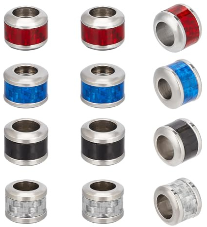 UNICRAFTALE 12 Stk 4 Farben Edelstahl Säulen Perlen 6mm Große Loch Perlen Haarperlen Metall Abstandsperlen Lanyard Perlen Flechtperlen Für DIY Armband Halsketten Schmuckherstellung