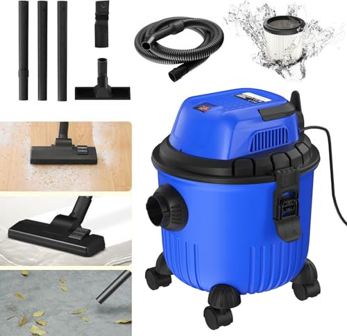 3-in-1 Wet & Dry Vacuum Cleaner with Blow Function, 800W Upholstery Cleaner, Carpet Cleaner And Wet & Dry Vacuum, HEPA Filter, 15L Container, 16kpa Suction Power, DIY, Car, Garage, Workshop, Home
