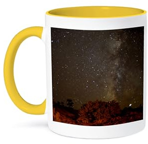 3dRose Coffee Mug, Size - 15oz - USA, Utah, Capitol Reef National Park. Milky Way galaxy. Utah - funny coffee cup gift