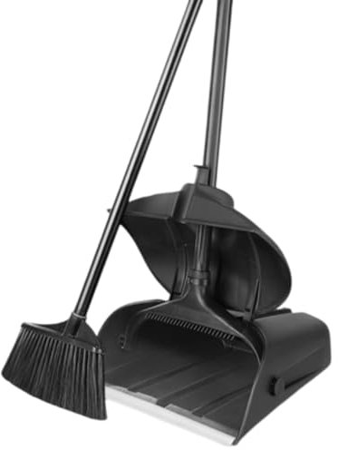 NIBHZ Escoba y Recogedor Plegable, Recogedor Plegable de Pie y Escoba para el Barrido de Limpieza del Hogar,Black