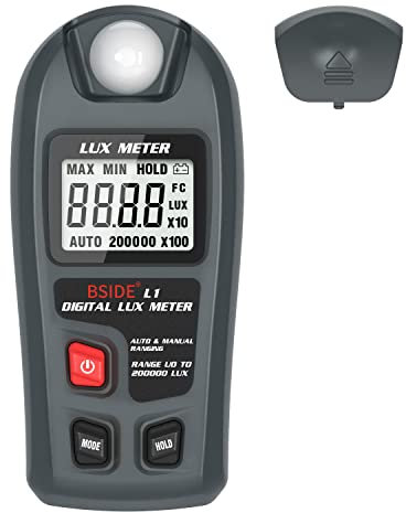 BSIDE L1 Luxmeter Digital Belichtungsmesser 0-200.000 Lux, Handheld Beleuchtungsstärke Lichtmesser mit Daten Halten Lux Messgerät für Fotografie Pflanzen LED
