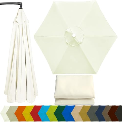300CM/270CM/200CM Sonnenschirm Ersatzbezug, Ampelschirm Bezug, 6 Streben Wasserdicht Schirmbezug Sonnenschirm Ersatzteile für Balkon, Garten, Pool Und Strand