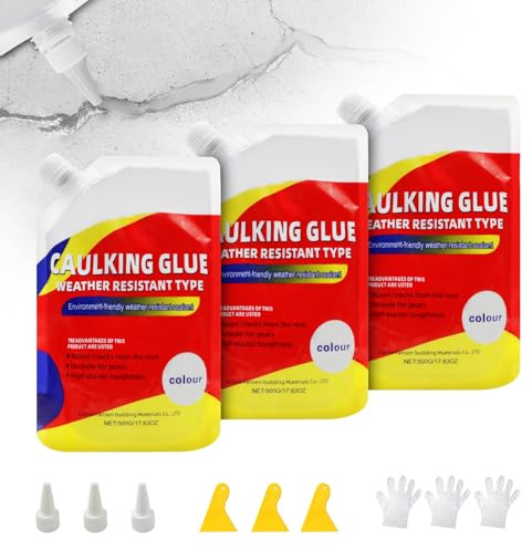 Concrete Crack Filler, Concrete Caulking Adhesive, Quick-Drying Sealant for Professionals, Heavy-Duty Crack Filler for Driveway, Caulking Glue Weather Resistant Type(3PCS)