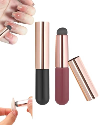 LOZTBUE Lot de 2 pinceaux à ongles réutilisables en silicone avec pointe en gelée pour nail art, pour femmes, pinceaux à lèvres, pinceaux de maquillage