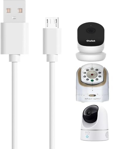 ZHHSUNY USB Charging Cable for Security Camera,Baby Monitor Cord, Compatible with LBTech, Owlet, Infant Optics, eufy, Moonybaby, VAVA Power Extension Cable (5 meter)