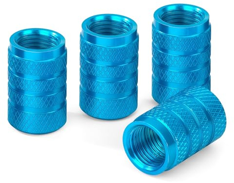 Tunejoy Tappi per Valvole Pneumatici in Alluminio Cappucci per Valvole per Auto Universali per Camion Motociclette SUV e Bici 4 Pezzi Ciano