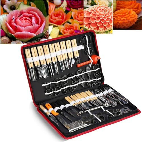 Kit De Herramientas De Tallado De Vegetales De 80 Piezas De Fruta, Cortador Decorativo De Cocina De Acero Inoxidable Multifuncional, Herramientas De Pelado De Bricolaje para Verduras, Frutas