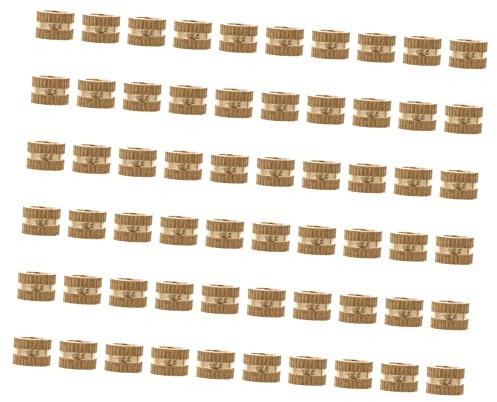 MAGICLULU 60pcs Copper Knurled Nuts Injection Moulded Threaded Nut Embedment for Press-in Application