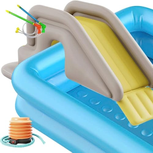 Set Di Scivoli Gonfiabili In PVC Per Piscina, Scivolo D'Acqua Per Bambini, Accessori Per Piscine Estive, con Pompa A Pedale E Pistola Ad Acqua, Divertimento Estivo All'Aperto Per Bambini E Adulti(Yell