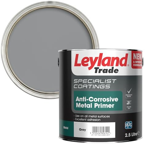 Leyland Trade - Anti Corrosive Metal Primer - Grey - 2.5L | Professional Quality, Prevents Rust, Suitable for All Metal Surfaces - Use With any Leyland Trade Wood & Metal Product