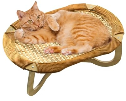 Großzügiges Lüftiges Katzensofa Aus Weidengeflecht - Kratzfest, Hochgestelltes Bett Mit Holzkader, Kälteauflagen Für Sommer - Passend Für Tiere Bis 10 Kg, Perfekt Für Innenräume, Terrasse Und Büro
