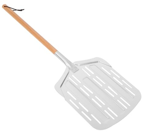 VINTORKY Pizza Spatula with Perforated Design Aluminum Peel with Detachable Handle for Oven and Grill for Home Restaurant and Pizzeria Use Non Stick Food Transfer Tool