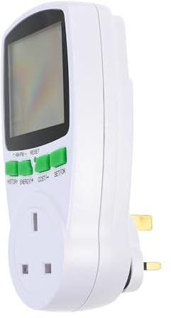 Yardenfun Power Meter Socket Uk Plug Digital Power Monitor with Lcd Display, Voltage Wattage Tester Measuring Electricity Usage for Home Appliances
