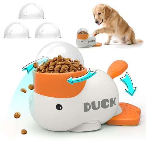 Juguete interactivo para perros 2 en 1, alimentador lento en forma de pato, dispensador de comida interactivo, juguete para perros, inteligencia, reduce la hinchazón, promueve una dieta saludable para