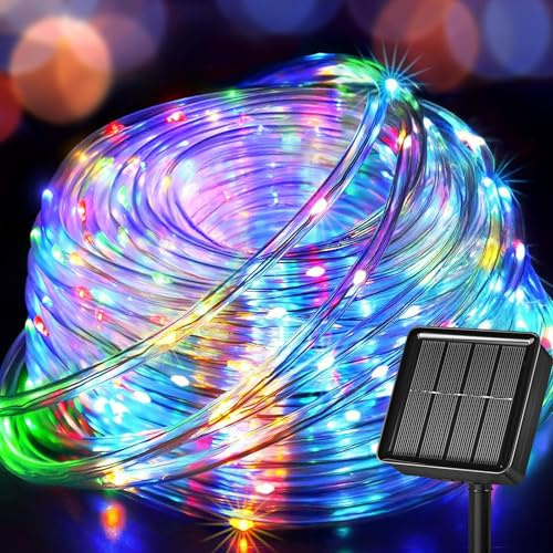 Fonysien 10M 100LEDs Solar Lichtschlauch Außen, Wetterfest Schlauch Lichterketten mit 8 Modi Solar Lichterkette Außen für Weihnachten Garten Hochzeit Terrasse Balkon